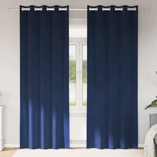 Rideaux occultants 2 pcs Bleu foncé 140 x 225 cm Velours