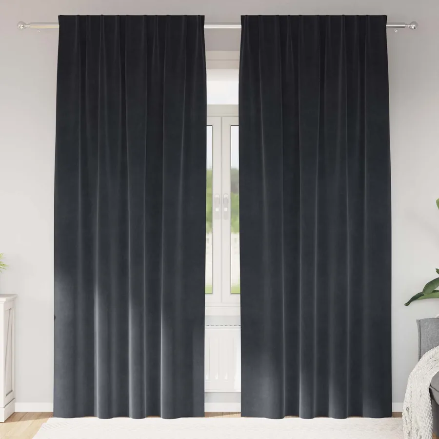 Rideaux occultants 2 pcs Gris foncé 140 x 225 cm Velours