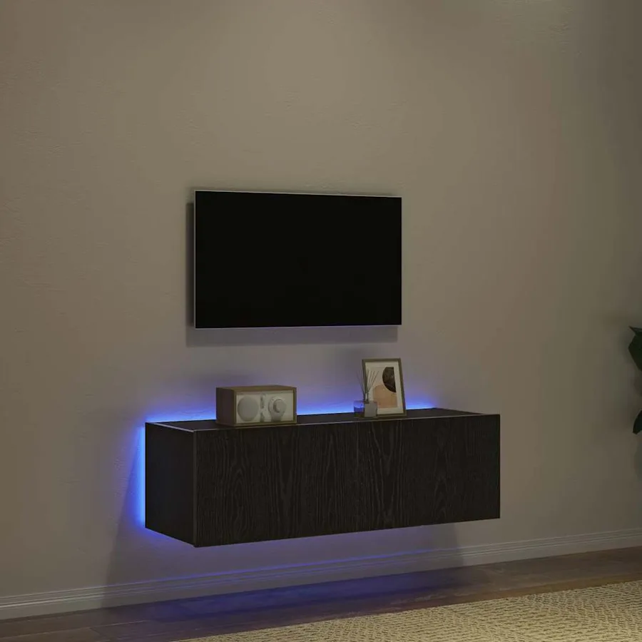 Meuble TV mural avec LED 2 pcs Chêne noir 100 x 35 x 31 cm - 5