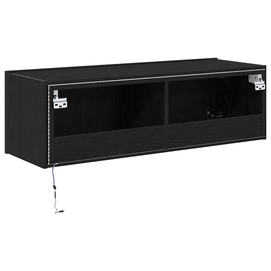 Meuble TV mural avec LED 2 pcs Chêne noir 100 x 35 x 31 cm - 8