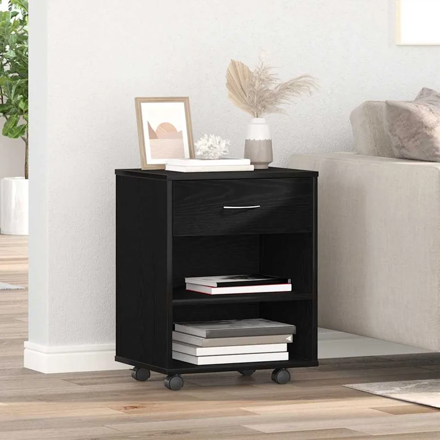 Armoire de rangement avec roue Chêne noir 46 x 36 x 59 cm
