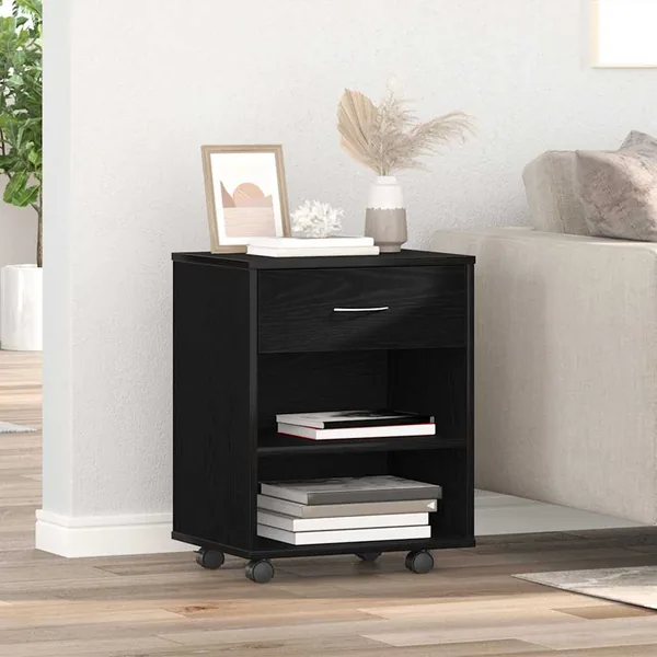 Armoire de rangement avec roue Chêne noir 46 x 36 x 59 cm
