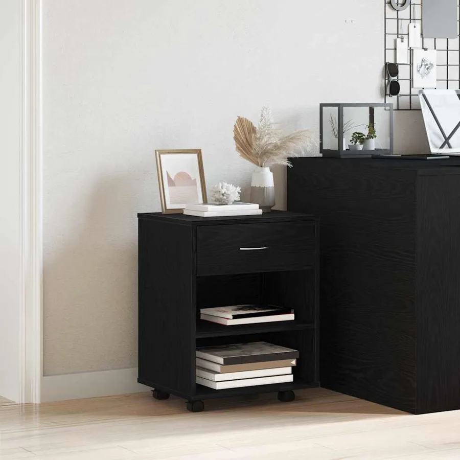 Armoire de rangement avec roue Chêne noir 46 x 36 x 59 cm - 4