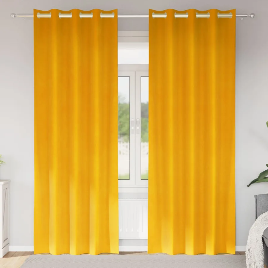 Rideaux occultants 2 pcs Jaune moutarde 140 x 260 cm Velours