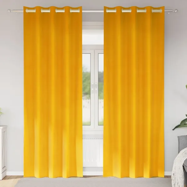 Rideaux occultants 2 pcs Jaune moutarde 140 x 260 cm Velours