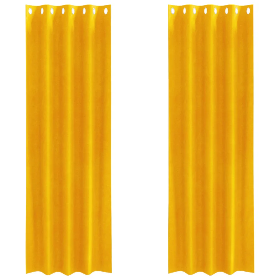 Rideaux occultants 2 pcs Jaune moutarde 140 x 260 cm Velours - 2