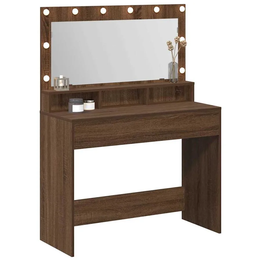 Table de Toilette avec étagère Chêne brun 100 x 41 x 135 cm - 3