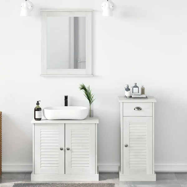 Ensemble de mobilier de salle de bain 3 pcs Blanc antique