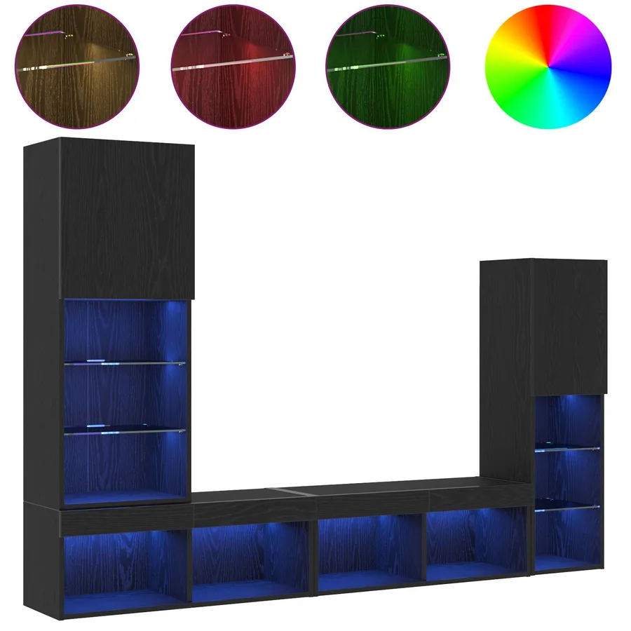 Meuble TV 4 pcs Chêne noir Bois d'ingénierie - 4