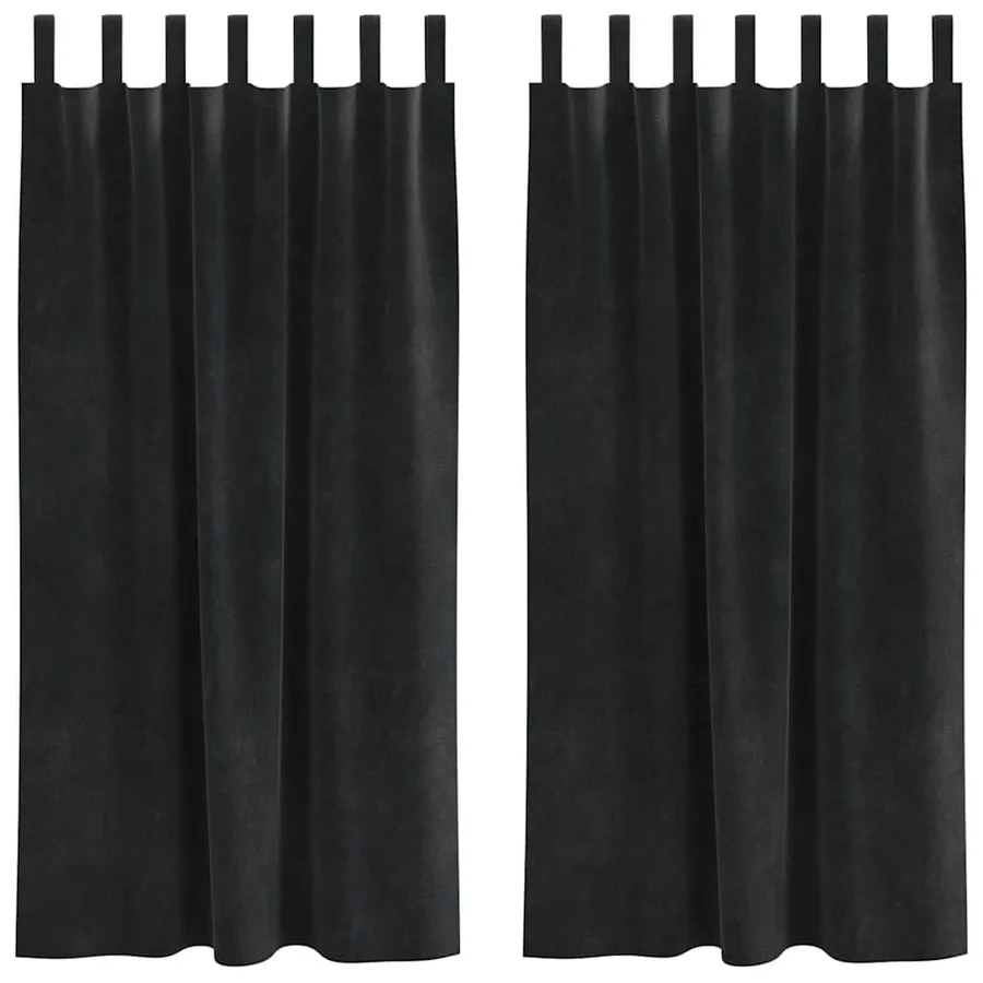 Rideaux occultants 2 pcs Noir 140 x 175 cm Velours - 2