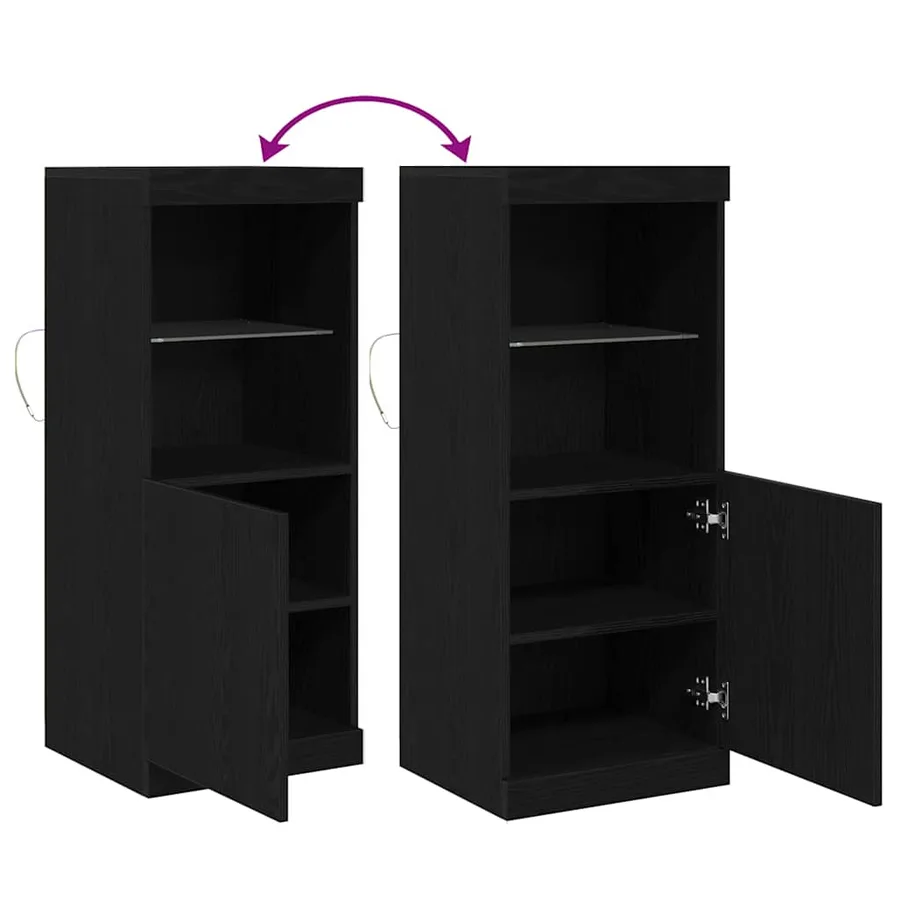 Buffet LED Chêne noir 41 x 37 x 100 cm Bois d'ingénierie - 13
