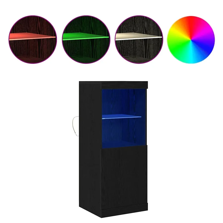 Buffet LED Chêne noir 41 x 37 x 100 cm Bois d'ingénierie - 2