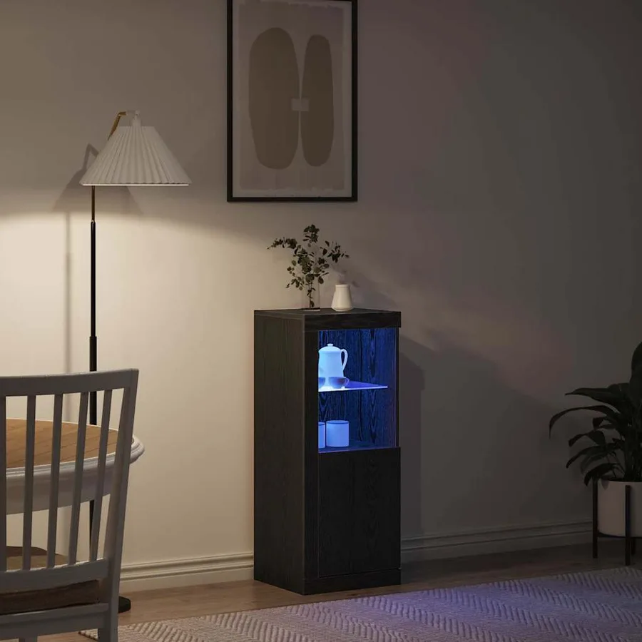 Buffet LED Chêne noir 41 x 37 x 100 cm Bois d'ingénierie - 4