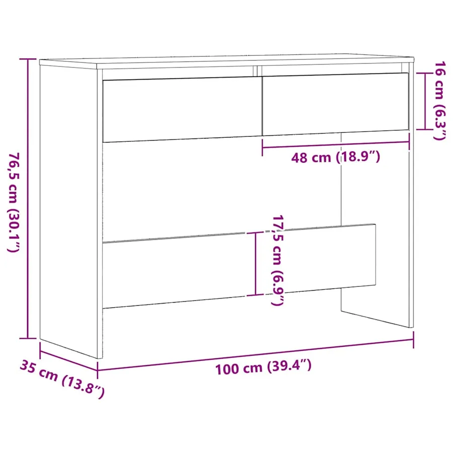 Table console Chêne noir 100 x 35 x 76,5 cm Bois d'ingénierie - 11
