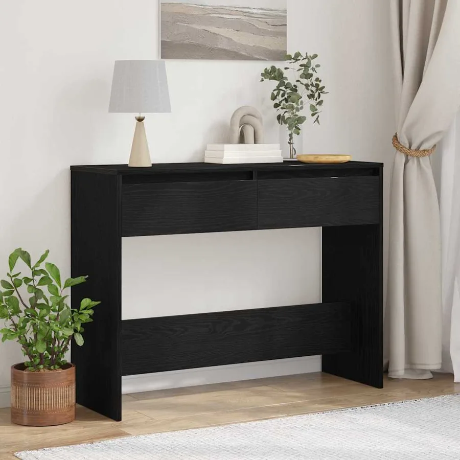 Table console Chêne noir 100 x 35 x 76,5 cm Bois d'ingénierie - 4