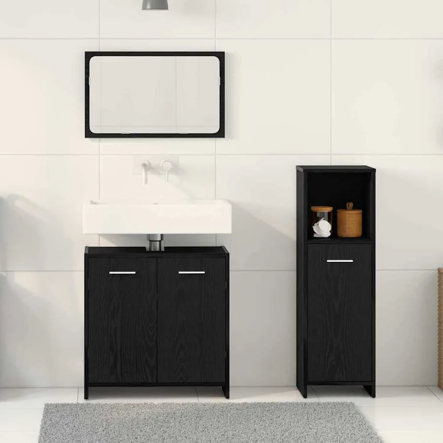 Ensemble de mobilier de salle de bain 3 pcs Chêne noir - 4