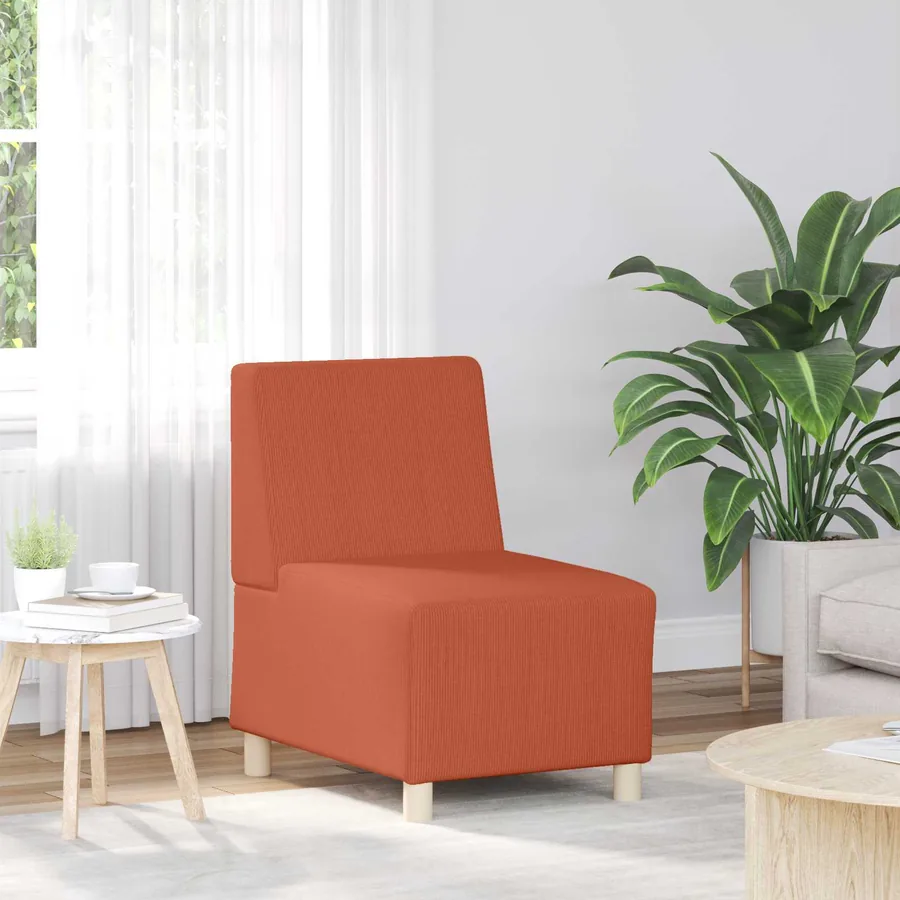 Fauteuil orange rouge 55 cm velours côtelé