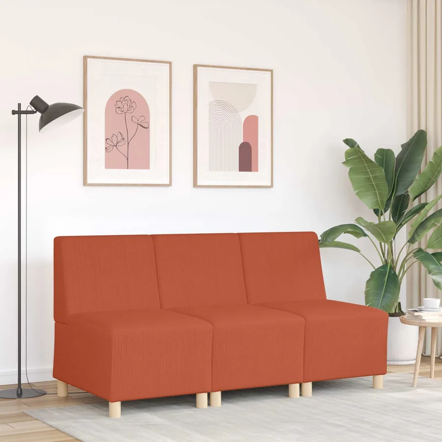 Fauteuil orange rouge 55 cm velours côtelé - 3