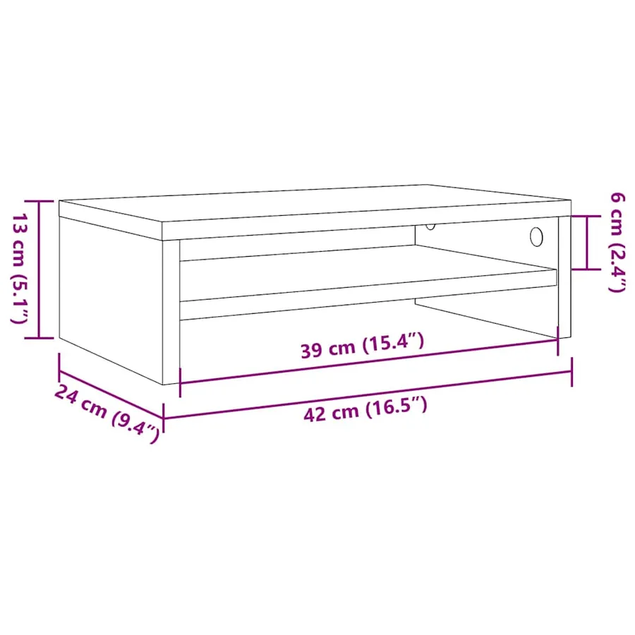 Support pour écran en chêne noir 42 x 24 x 13 cm bois composite - 10