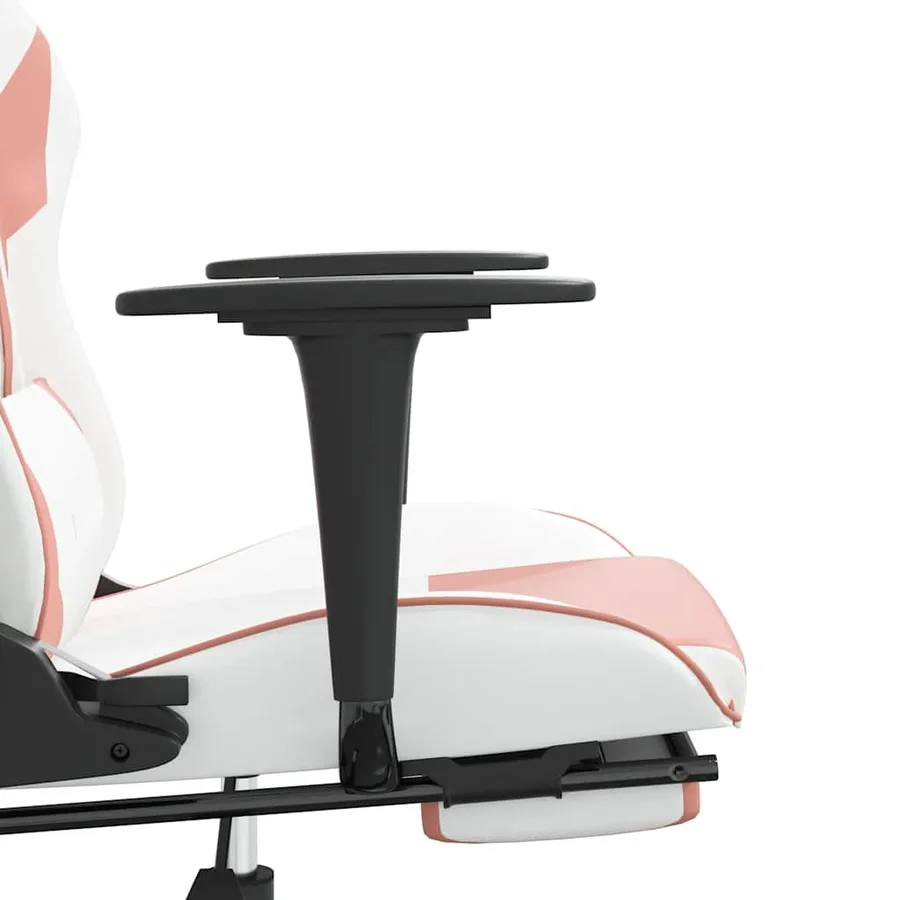 Chaise de jeu de massage avec repose-pied Blanc rose Similicuir - 11