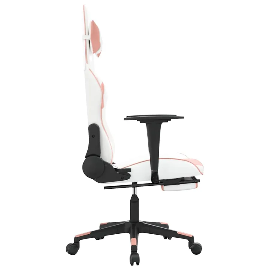 Chaise de jeu de massage avec repose-pied Blanc rose Similicuir - 5