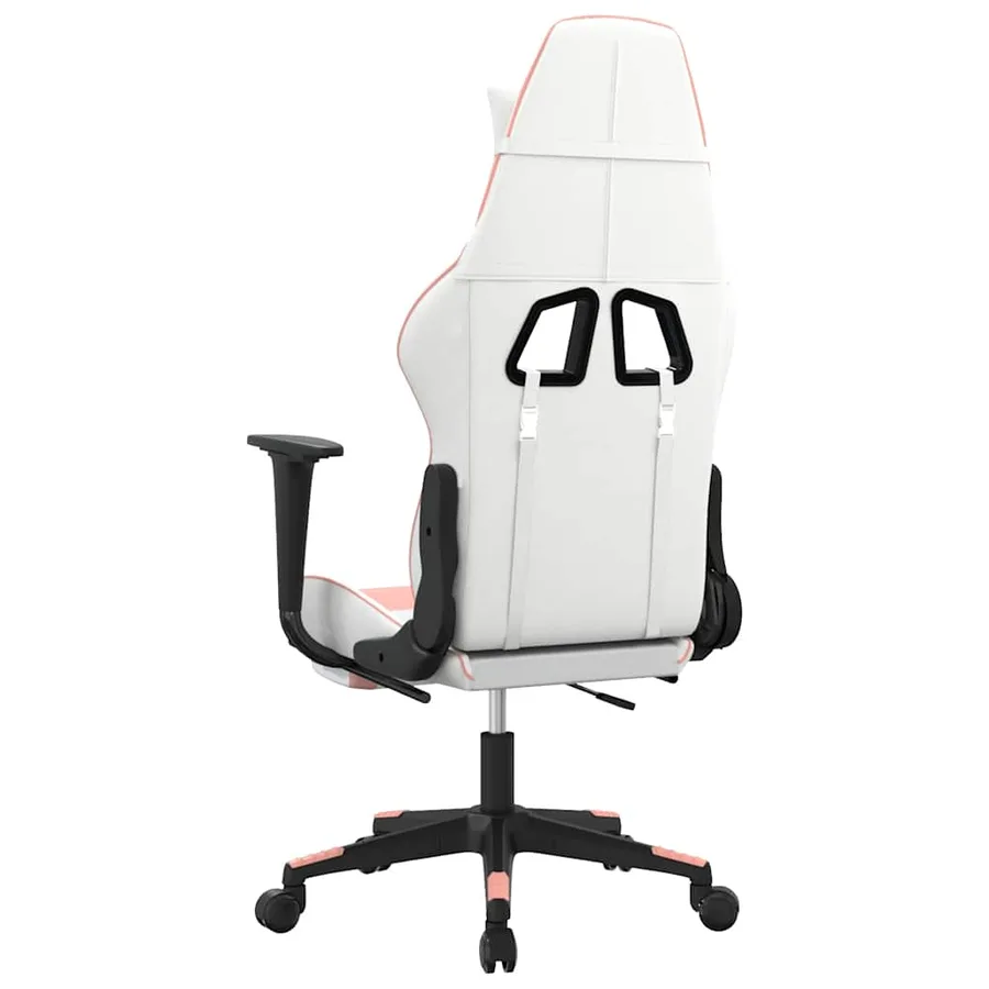 Chaise de jeu de massage avec repose-pied Blanc rose Similicuir - 6