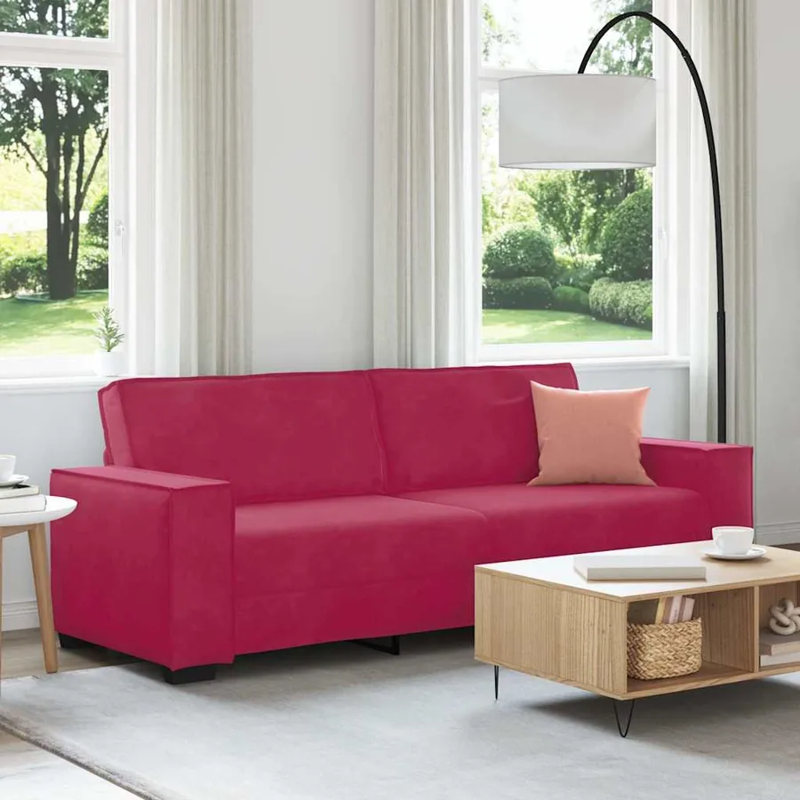 Canapé à 3 places Rouge bordeaux 220x78x84 cm Velours