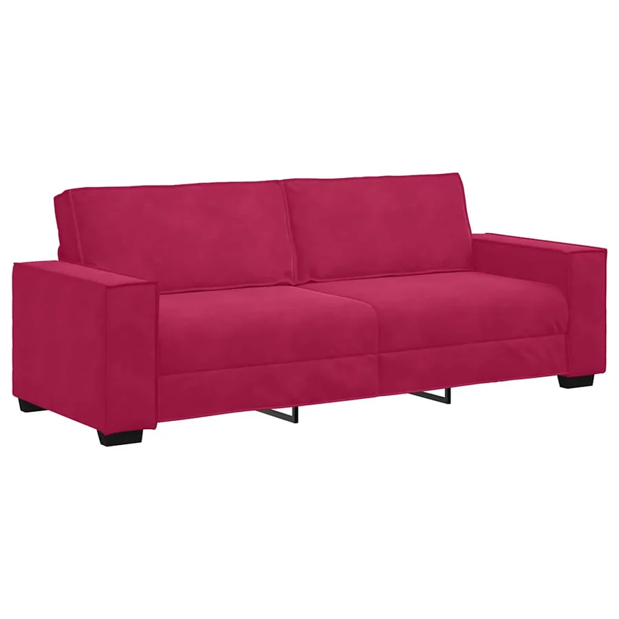 Canapé à 3 places Rouge bordeaux 220x78x84 cm Velours - 2
