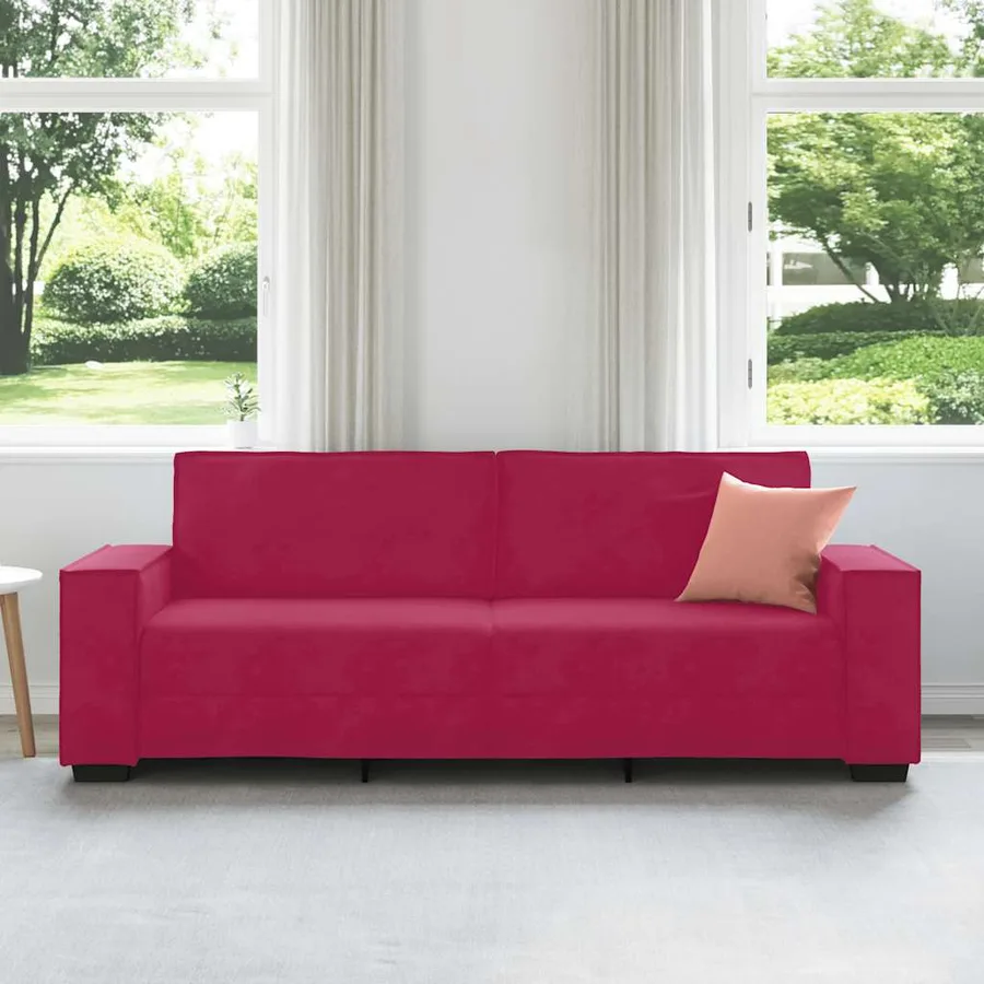 Canapé à 3 places Rouge bordeaux 220x78x84 cm Velours - 3