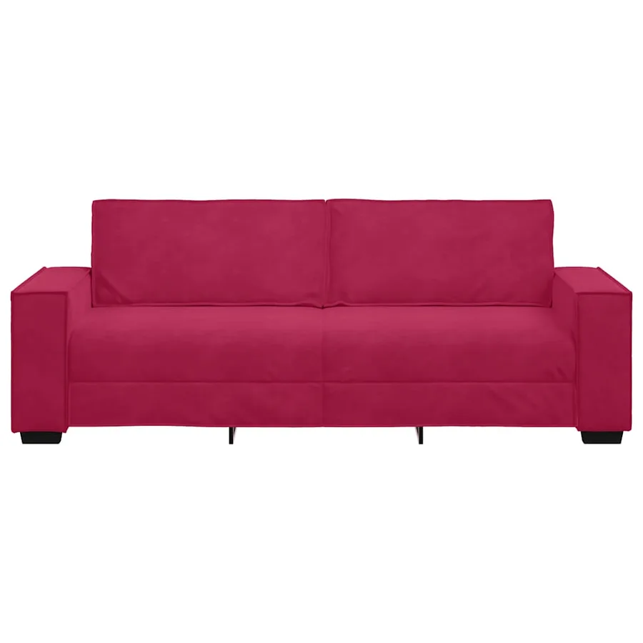 Canapé à 3 places Rouge bordeaux 220x78x84 cm Velours - 4