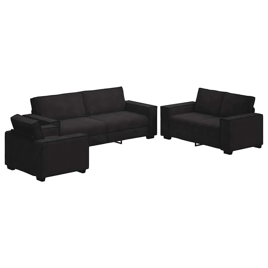 Ensemble de canapés 3 pcs avec coussins Noir Velours - 2