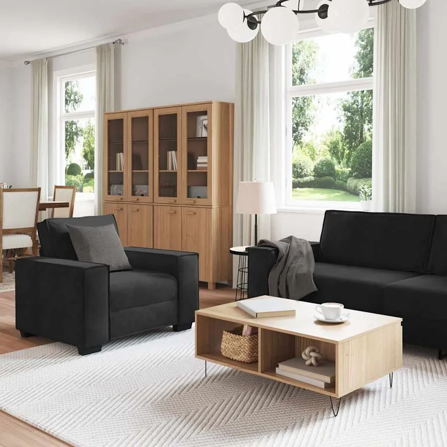 Ensemble de canapés 3 pcs avec coussins Noir Velours - 3