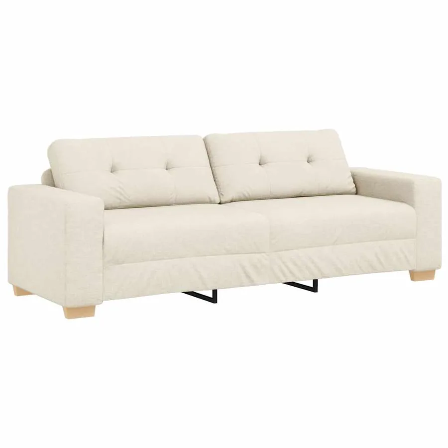 Sofa 3 places Beige 220 cm Tissu en lin mélangé - 2