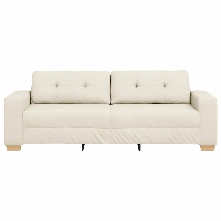 Sofa 3 places Beige 220 cm Tissu en lin mélangé - 4