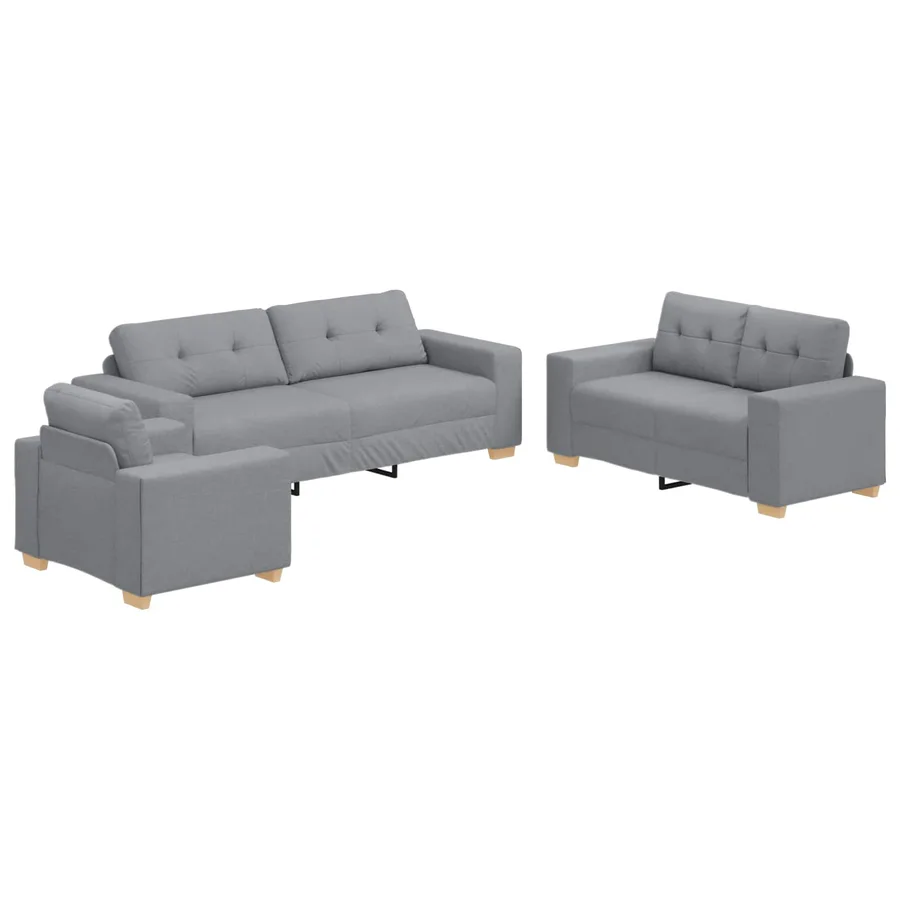 Canapé 3 pcs Gris clair 221 x 80 x 80 cm Tissu en lin mélangé - 2