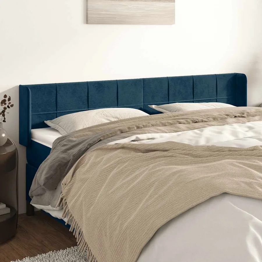 Tête de lit avec oreilles Bleu foncé 163x16x78/88 cm Velours