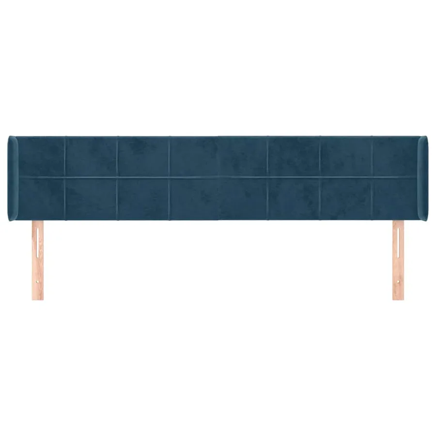 Tête de lit avec oreilles Bleu foncé 163x16x78/88 cm Velours - 3