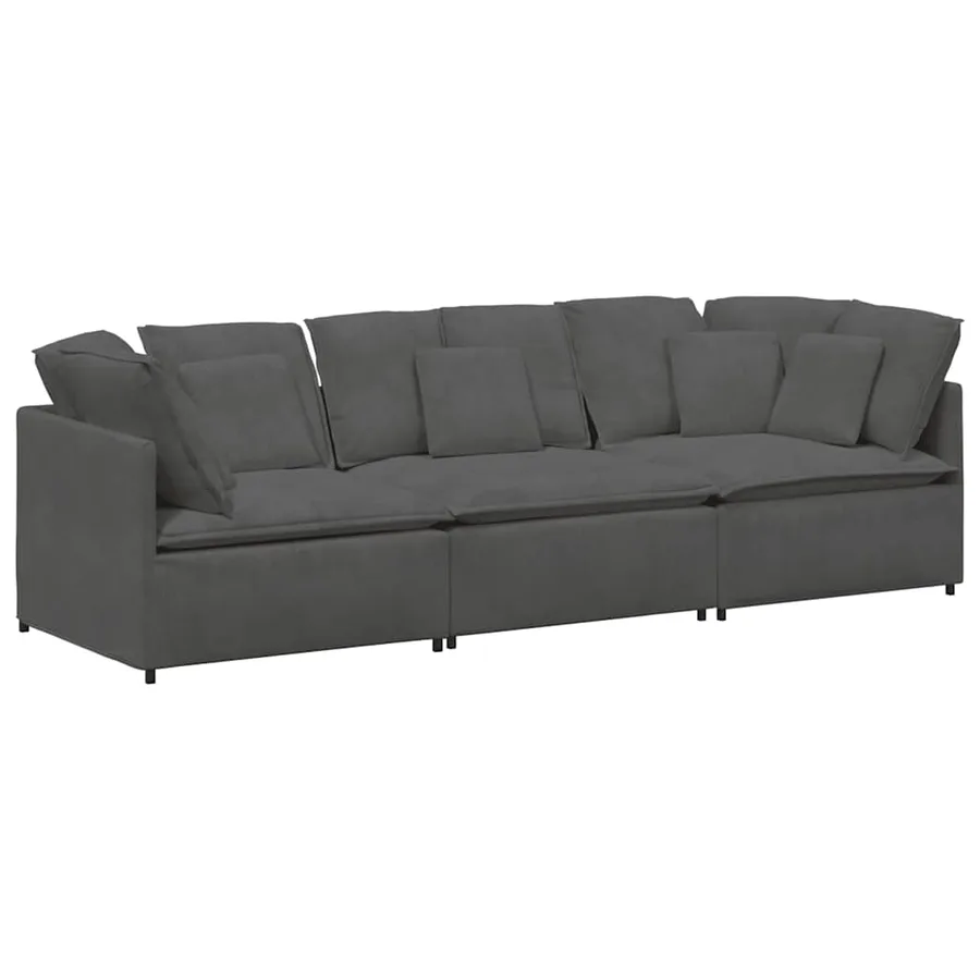 Canapé modulable avec coussins velours côtelé gris foncé - 2