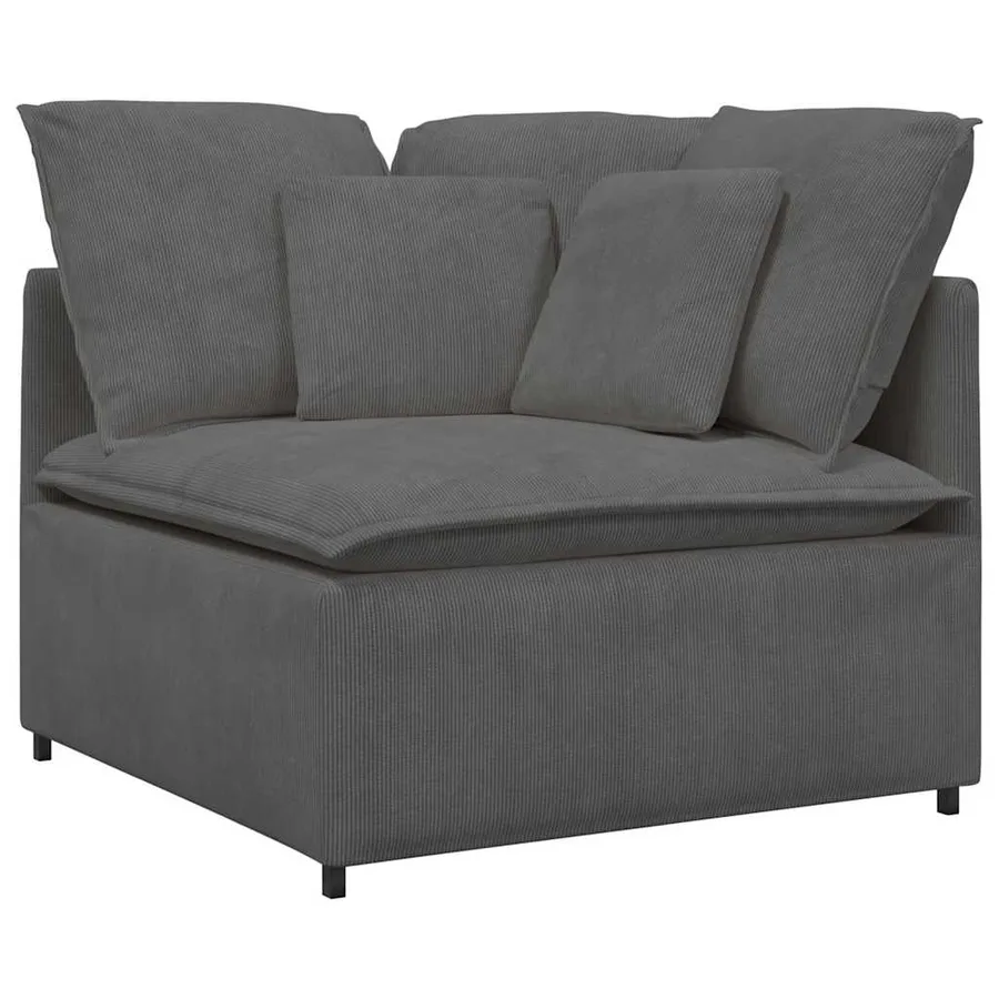 Canapé modulable avec coussins velours côtelé gris foncé - 3