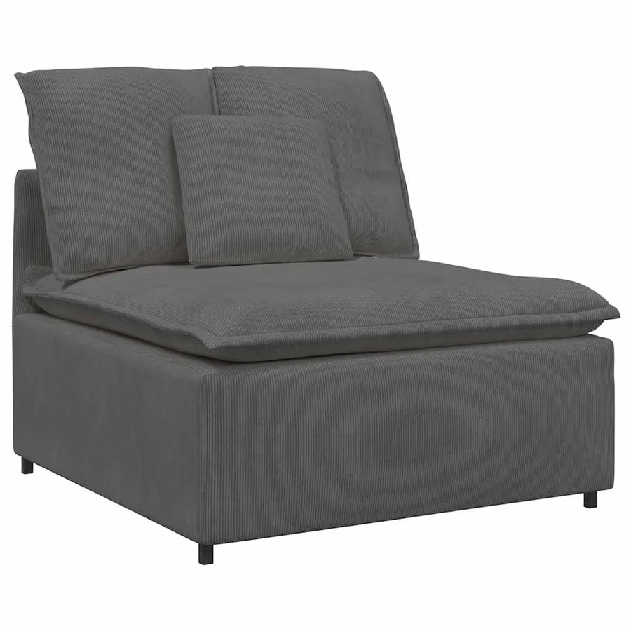Canapé modulable avec coussins velours côtelé gris foncé - 4