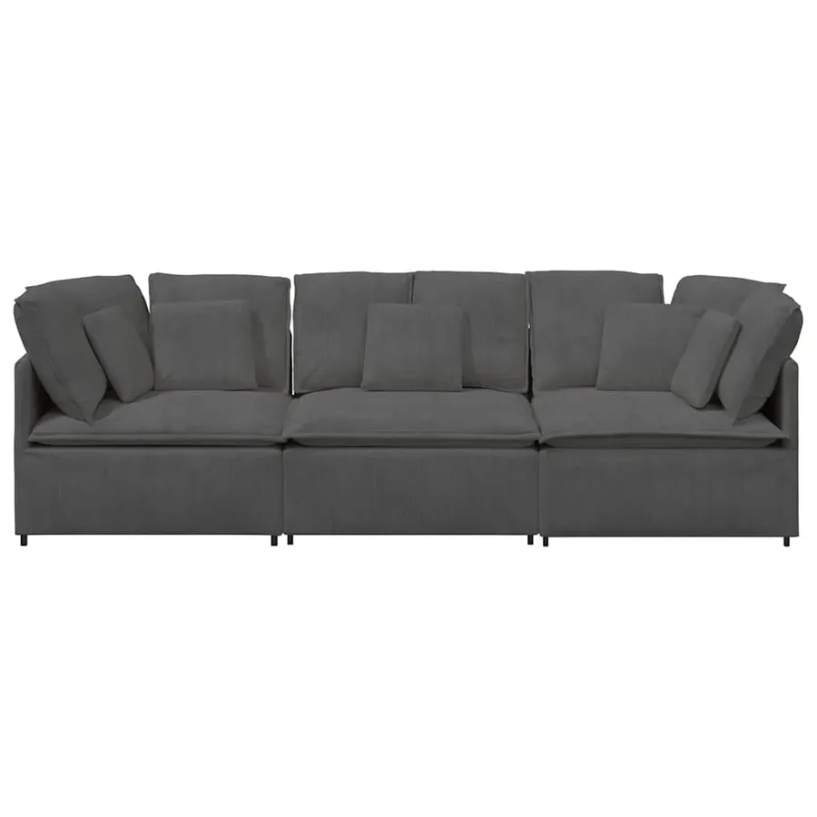 Canapé modulable avec coussins velours côtelé gris foncé - 5