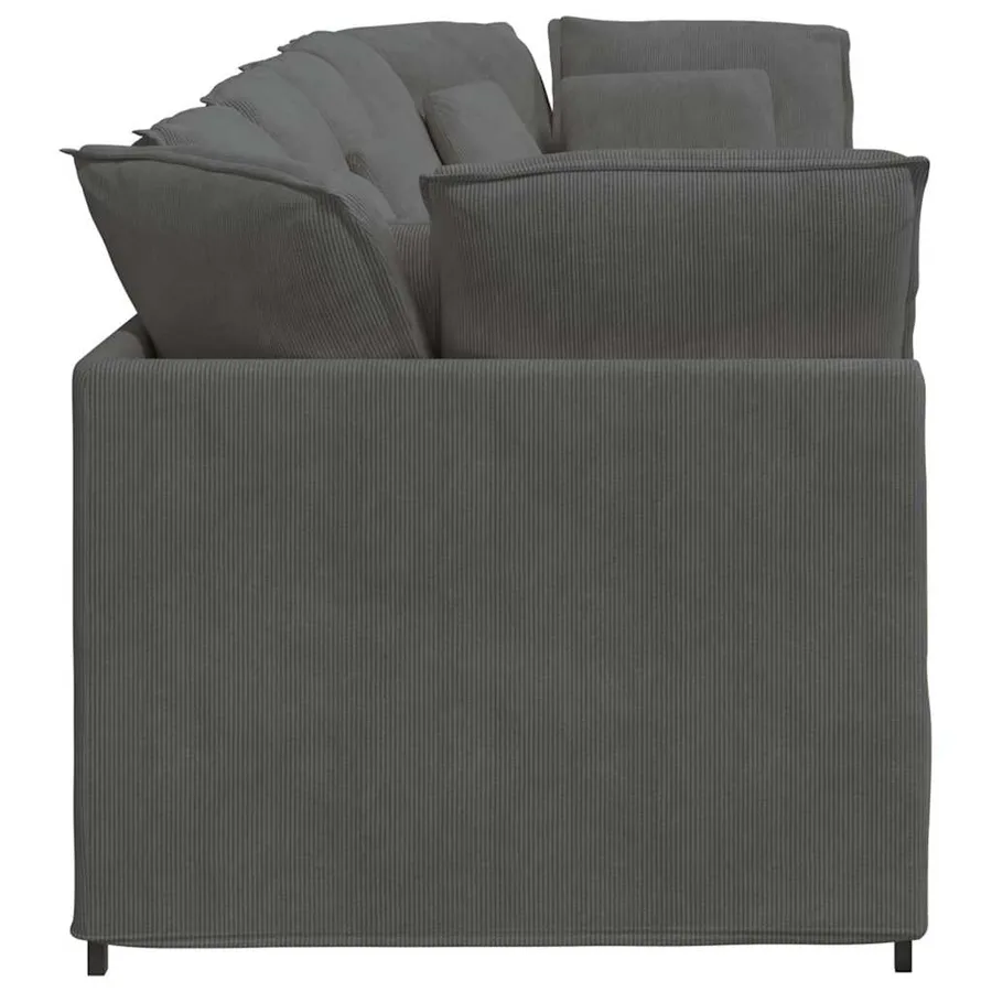 Canapé modulable avec coussins velours côtelé gris foncé - 6