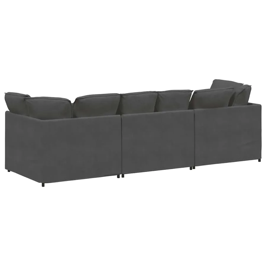 Canapé modulable avec coussins velours côtelé gris foncé - 7