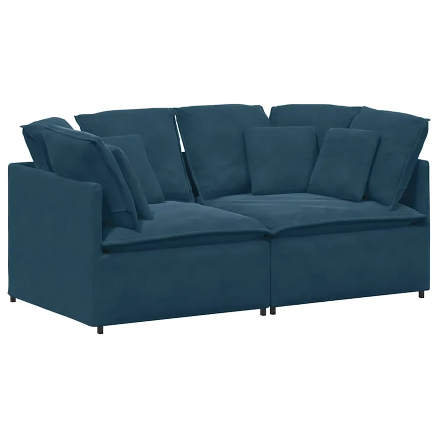 Canapé modulable avec coussins velours bleu - 2