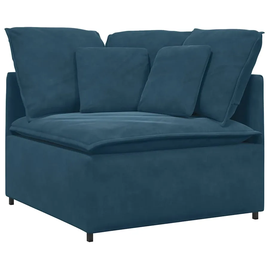 Canapé modulable avec coussins velours bleu - 3