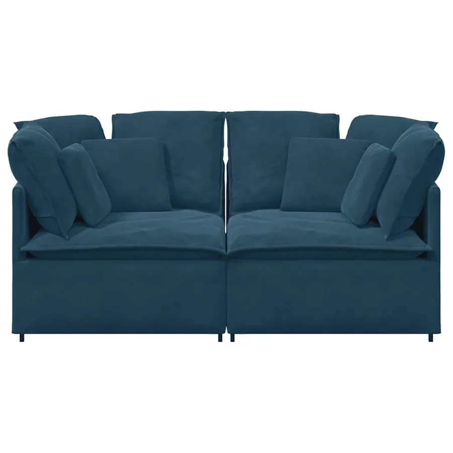 Canapé modulable avec coussins velours bleu - 4