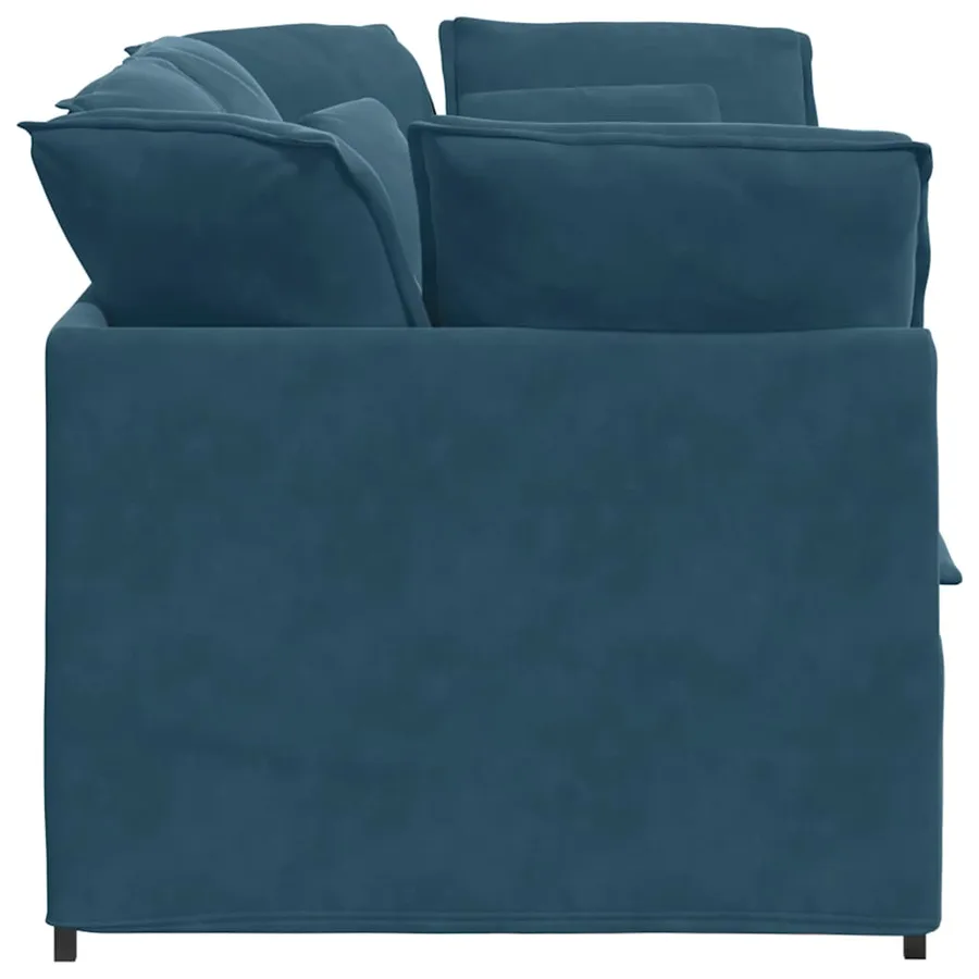 Canapé modulable avec coussins velours bleu - 5