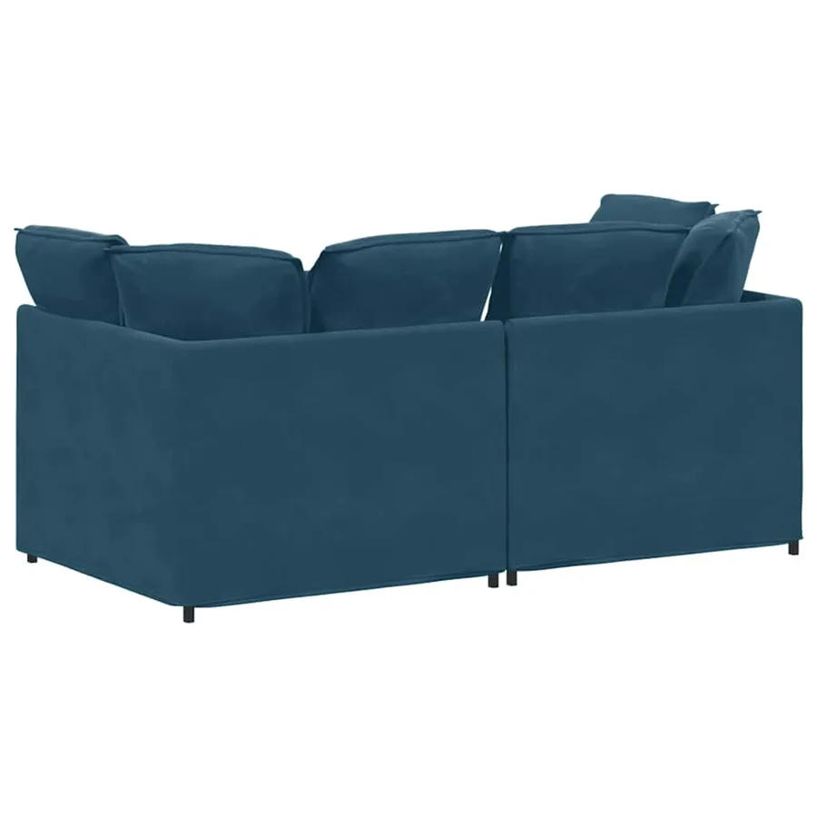 Canapé modulable avec coussins velours bleu - 6