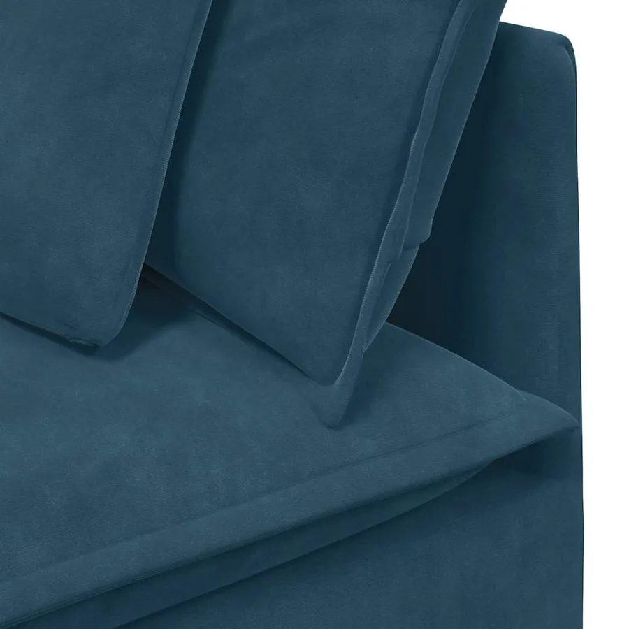 Canapé modulable avec coussins velours bleu - 7