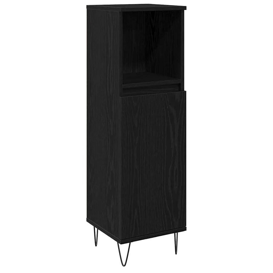Cabinet de salle de bain avec porte Chêne noir 30 x 30 x 100 cm - 2